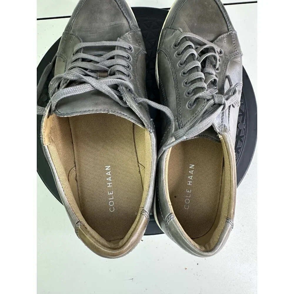 Cole Haan Shoes Mens 9.5 M Vartan Sneakers Gray Leather Lace Up Low Top C21802